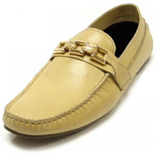 Encore By Fiesso Beige Leather Loafer Shoes With Bracelet FI3090